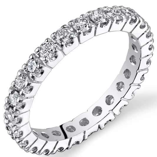 1 Carat Lab Grown Diamond, E-F, SI, Eternity Ring in 14k White Gold