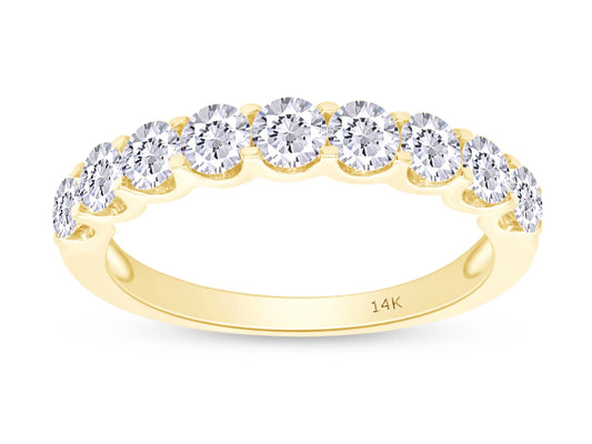 1 Carat Lab Grown Created Diamond Half Eternity Engagement Wedding Band Stackable Ring for Women in 14k Yellow Gold (Color- F-G, Clarity- VS-SI) Womens Jewelry, Gift Jewelry Ring Size - 4